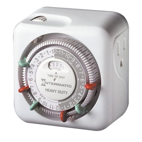 Light timer home depot - The Outdoor 24hr Mechanical Heavy Duty Timer is the perfect outdoor accessory for your lighting needs. This timer features two (2) grounded outlets capable of handling up to 3/4Hp loads. With up to 24 ON/OFF settings per day programmable in 30 minute intervals, this timer is specially designed to work with portable pools, spa filter pumps, patio and …